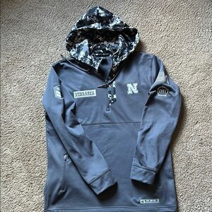 Nebraska Men's Gray Camouflage Hoodie
